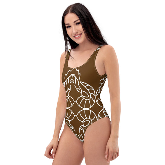 Aries Brown One-Piece Swimsuit